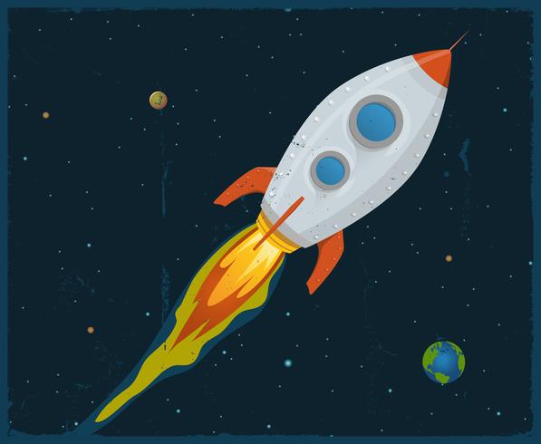 Rocket Ship Blasting Through Space vector