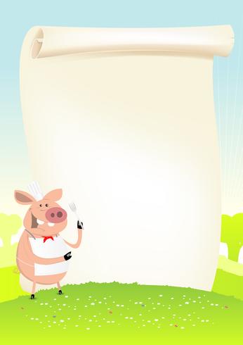 Cerdo divertido de primavera cocinar en un campo vector