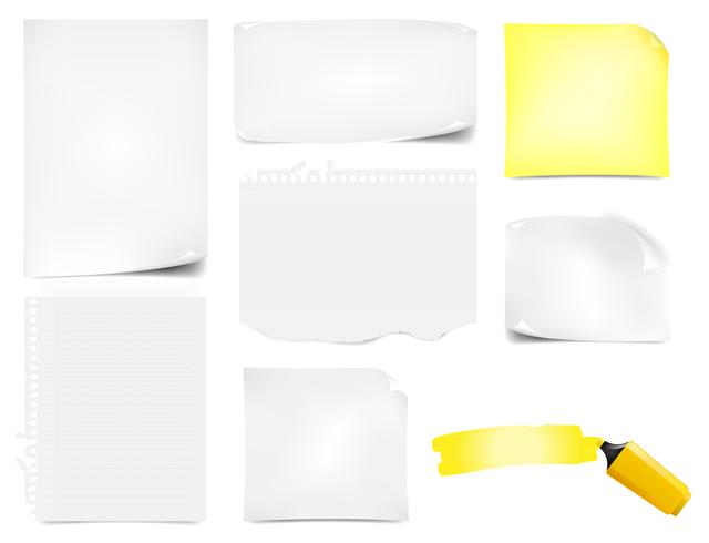 Office Paper Notes Icons Set vector