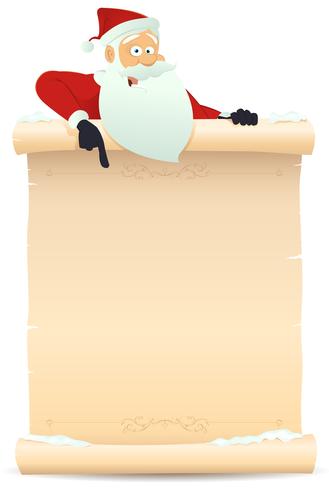 Santa Pointing Parchment Sign vector