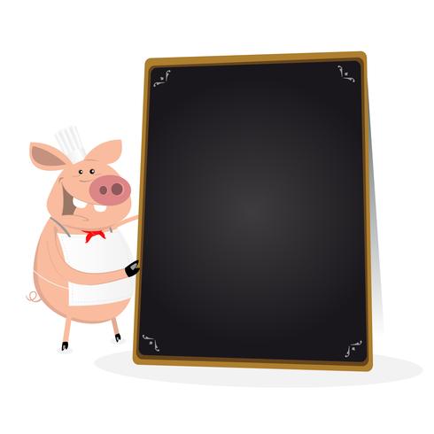 Pig Cook Holding Blackboard Menu vector