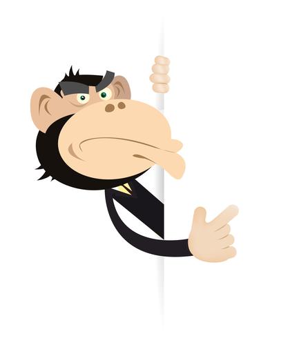 Monkey Businessman Blank Sign vector