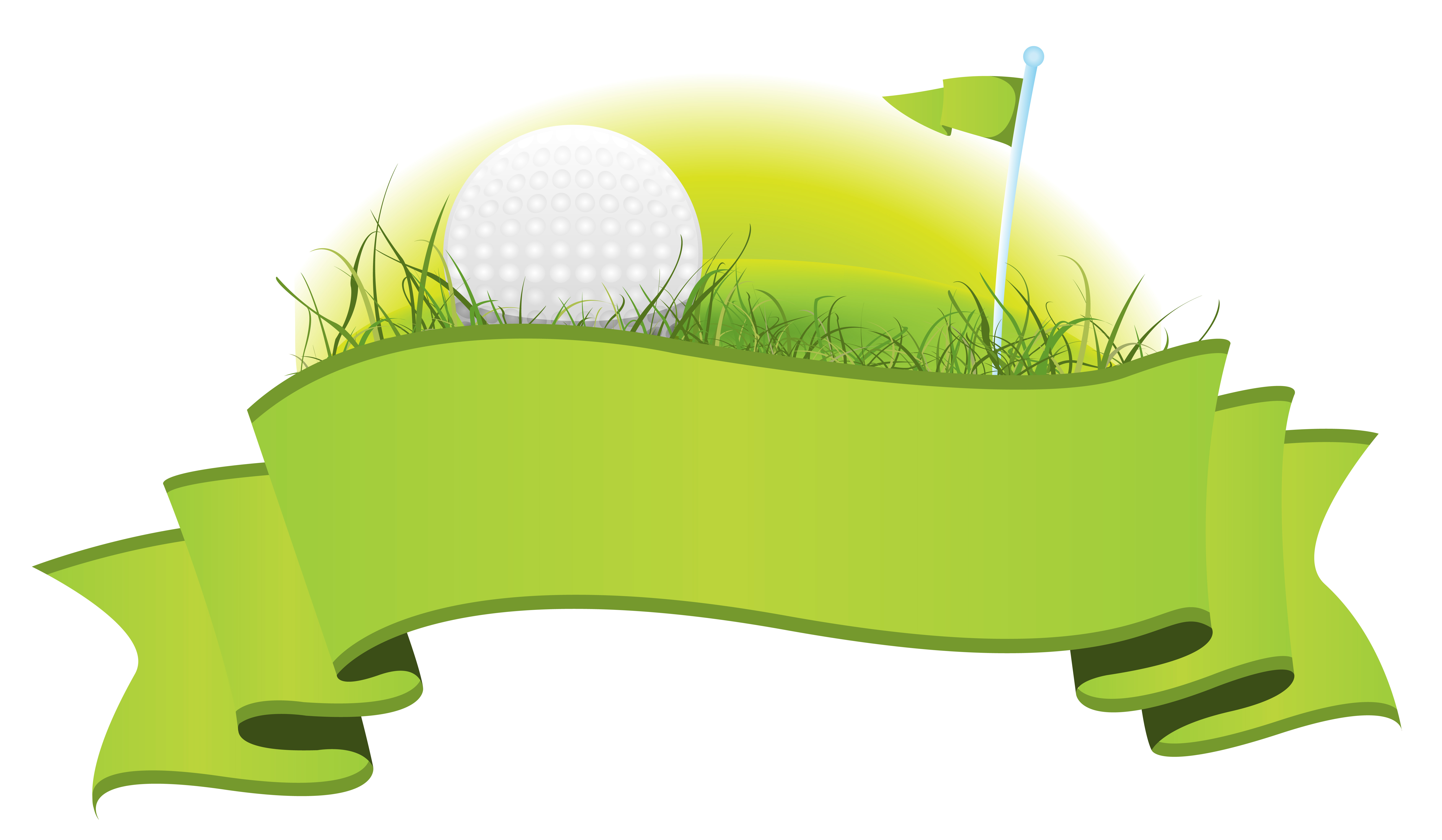 Illustration of a green golf banner with imagery elements of this sport, ba...