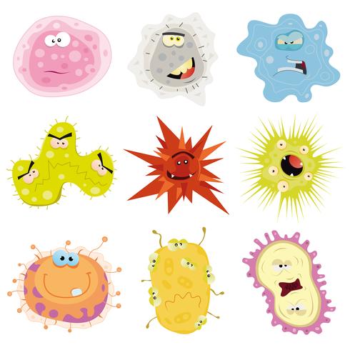 Cartoon Germs, Virus And Microbes vector