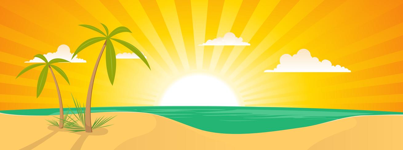 Summer Exotic Beach Landscape Banner vector