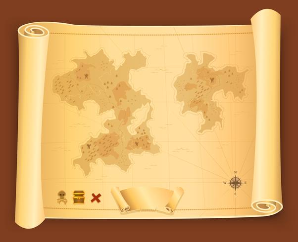 Mapa del tesoro en pergamino de desplazamiento vector