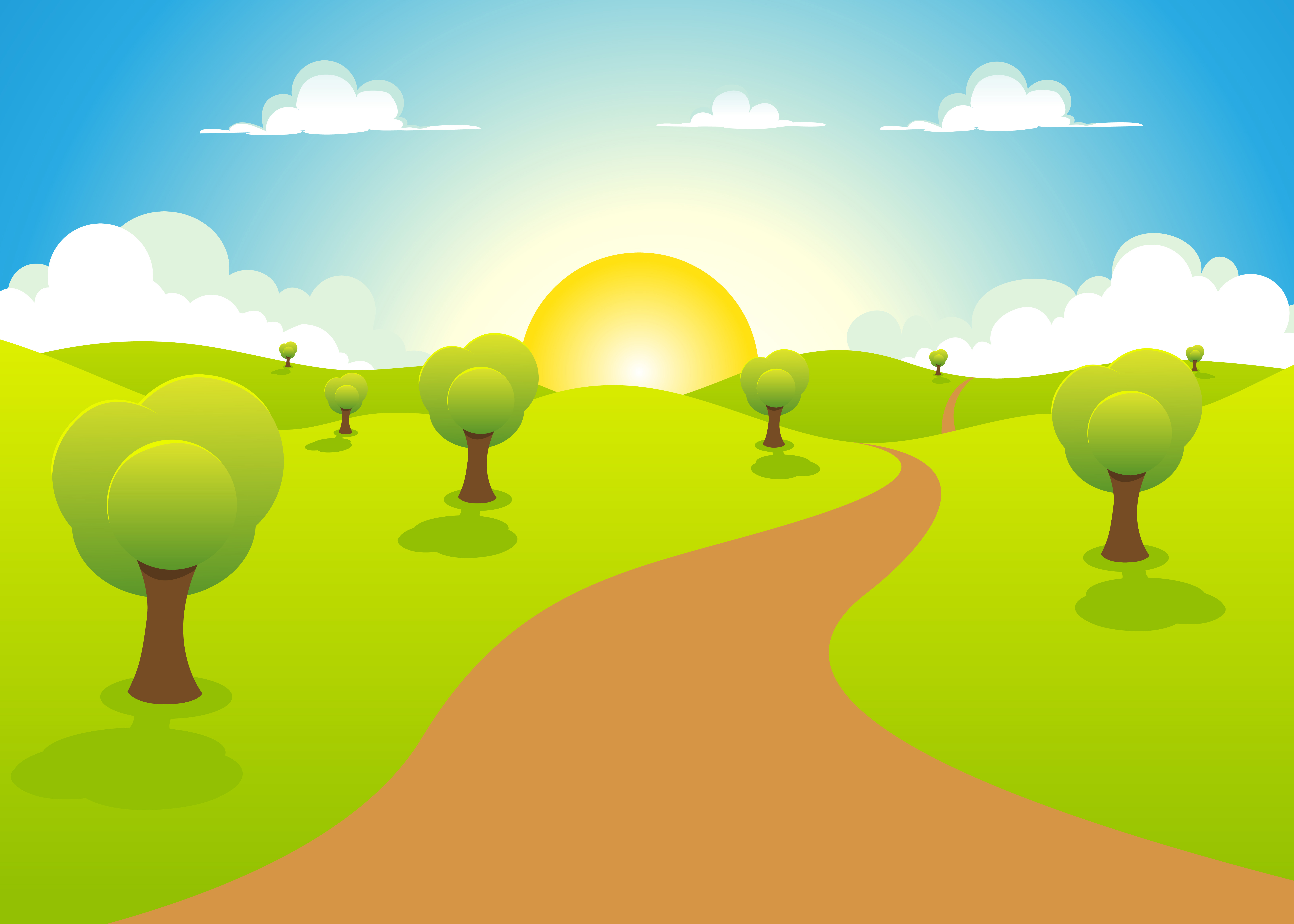 Cartoon Spring Or Summer Landscape 263062 Vector Art at Vecteezy