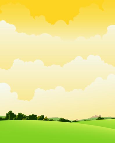 Paisaje nublado de primavera y verano vector