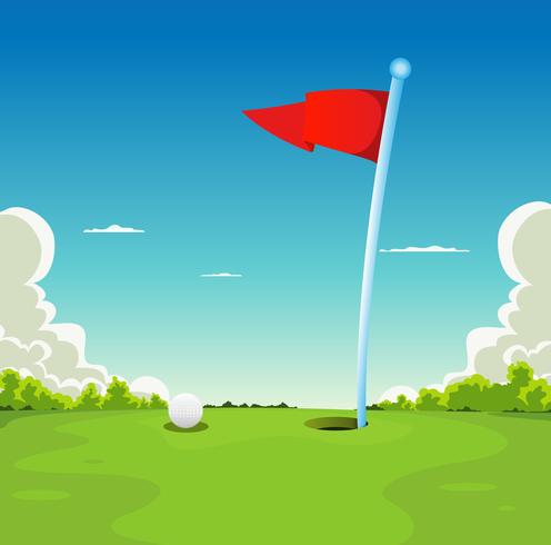 Putting Green - Pelota de golf y bandera vector