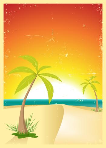 Exotic Beach Grunge Postcard vector