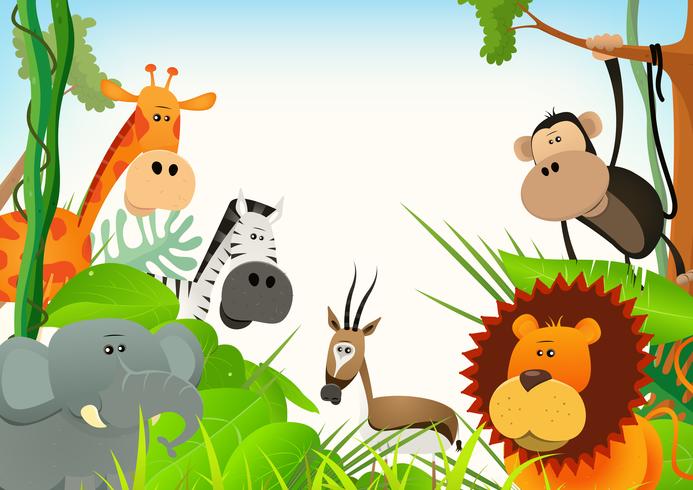 Wild Animals Postcard Background vector