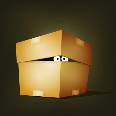 Creature Inside Birthday Cardboard Box vector
