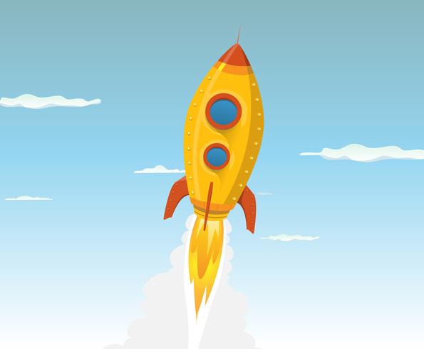 Cartoon Gold Space ship vector