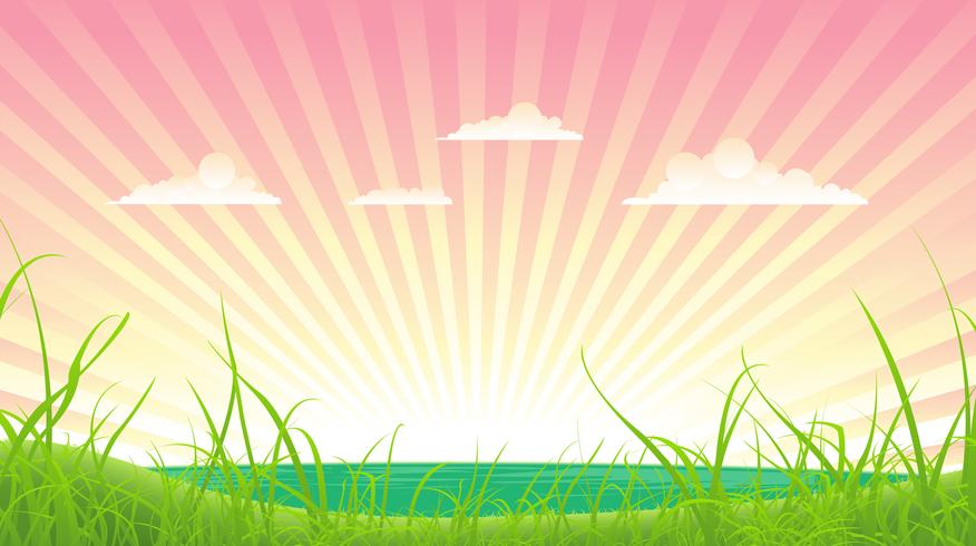 Paisaje de primavera o verano vector