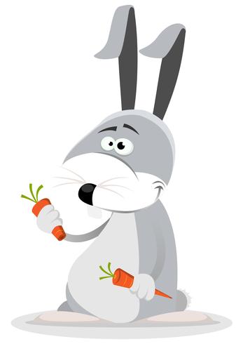 Cartoon Rabbit Eating Carrot vector