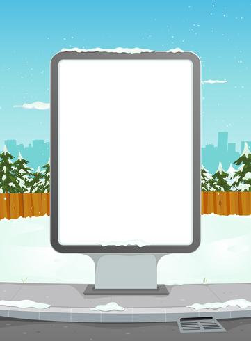 White Billboard On Winter Urban Background vector