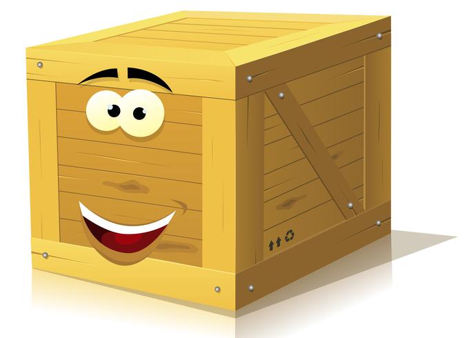 Personaje de caja de madera de dibujos animados vector