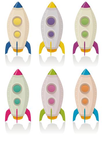 Retro Rocketship Set vector