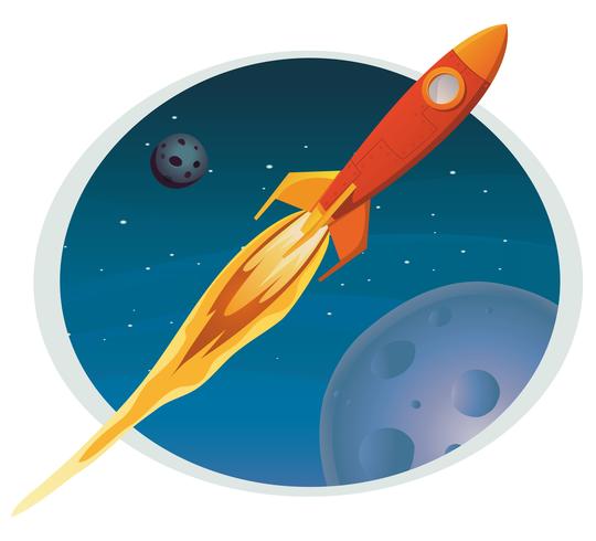 Spaceship Flying Through Space Banner vector