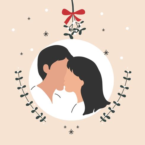 Couple Under Mistletoe Vector