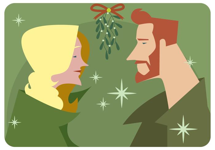 Couple Under Mistletoe Vector