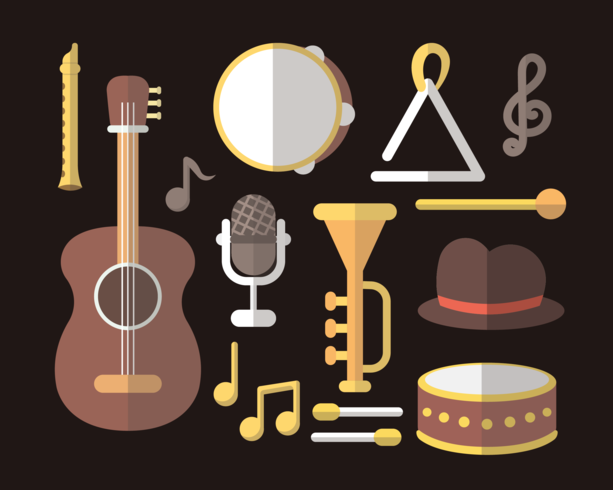 Vector de instrumentos musicales knolling