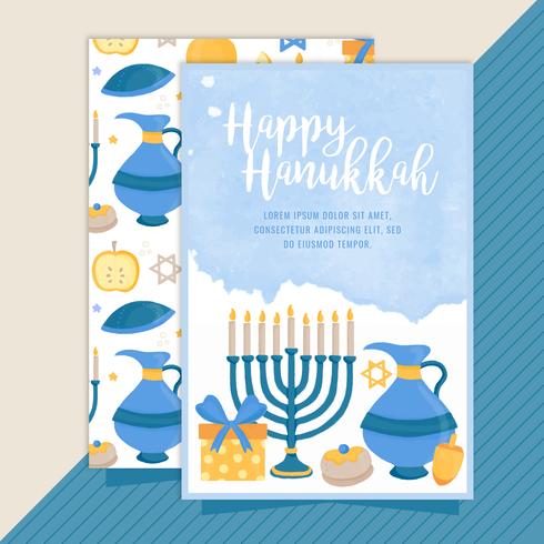 Tarjeta feliz de Hanukkah del vector