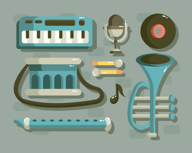 Instrumento musical de Knolling Vector