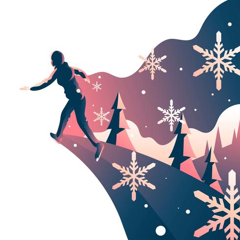 Woman Play Ice Skating Imagination vector