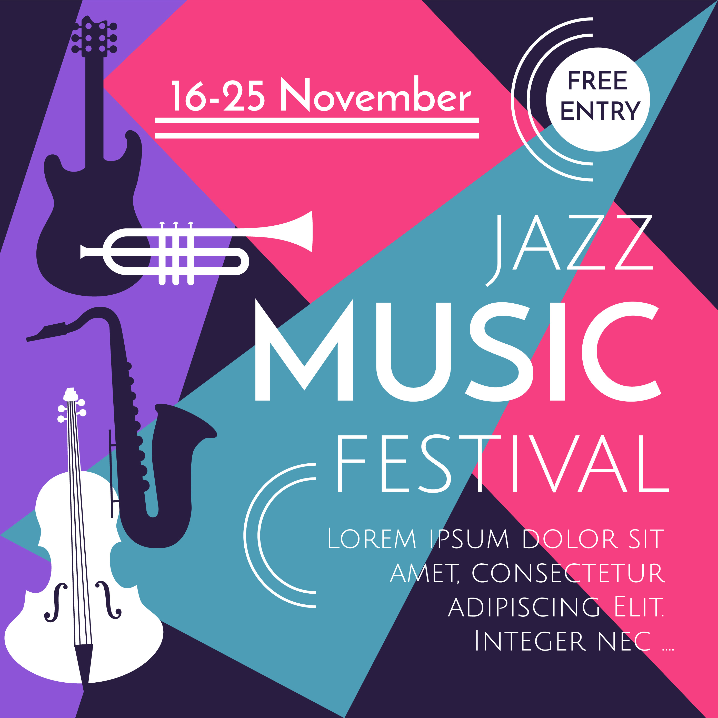 Jazz Music Festival Poster Vector 263492 Vector Art at Vecteezy