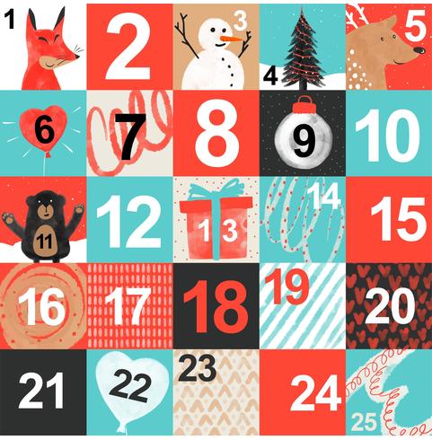 Calendario de Adviento Diseño vectorial imprimible vector