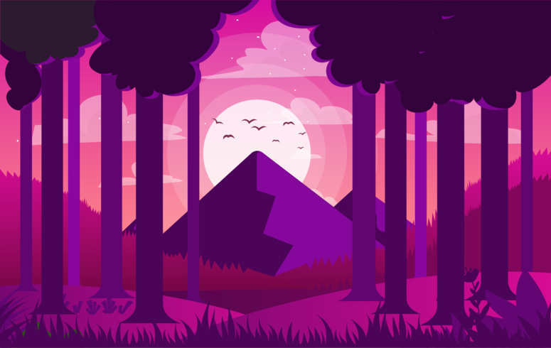 Vector ilustración paisaje púrpura