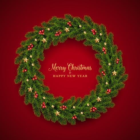 Christmas fir realistic holiday design vector