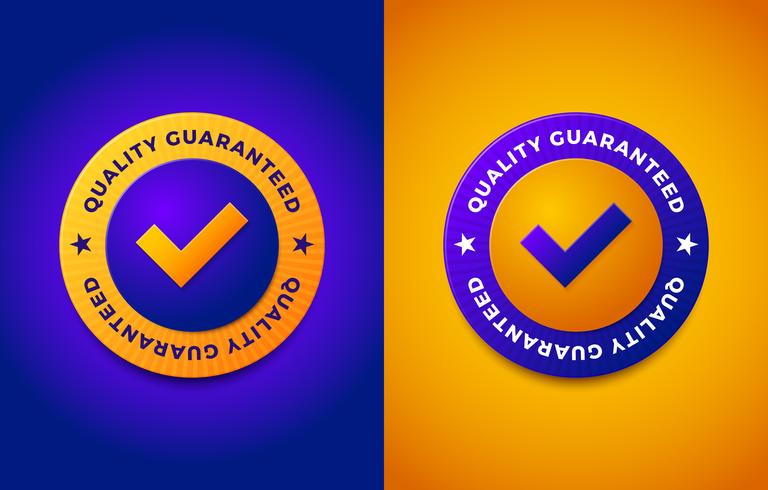 Quality guarantee label round stamp vector