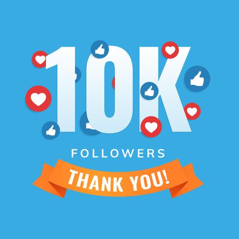 10k followers social sites post greeting card vector