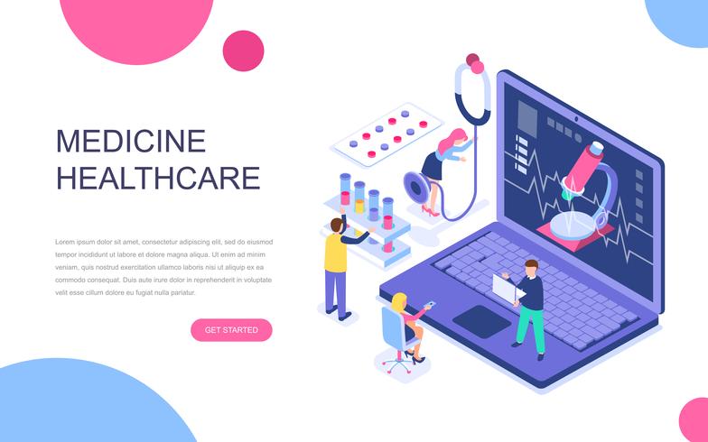 Modern flat design isometric concept of Online Medicine vector