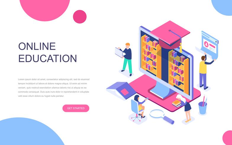 Modern flat design isometric concept of Online Education vector