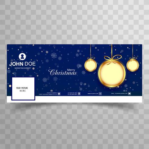 Beautiful merry christmas ball facebook cover banner template  vector