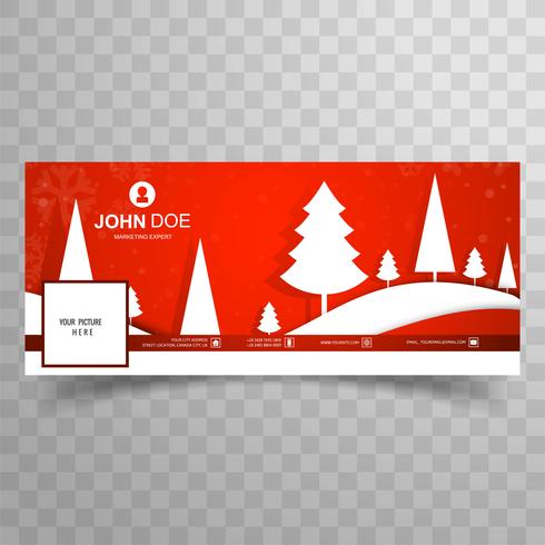 Merry christmas tree with facebook banner template background vector