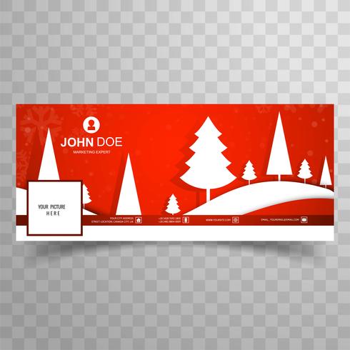 Feliz árbol de Navidad con fondo de plantilla de banner de facebook vector