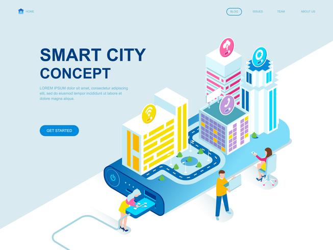 Concepto isométrico de diseño plano moderno de Smart City Technology vector