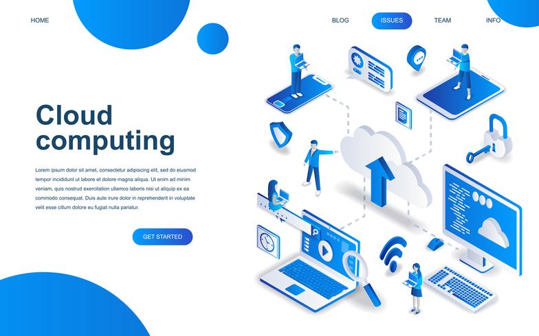Concepto de diseño isométrico moderno de la tecnología cloud. vector