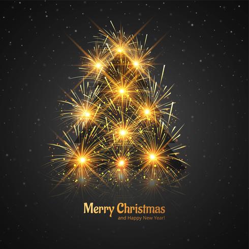 Merry Christmas shiny tree celebration greeting card design vect vector