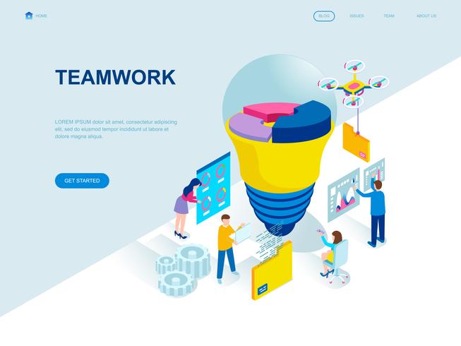 Modern flat design isometric concept of Teamwork vector