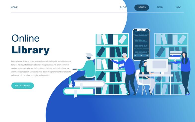 Modern flat design concept of Online Library vector