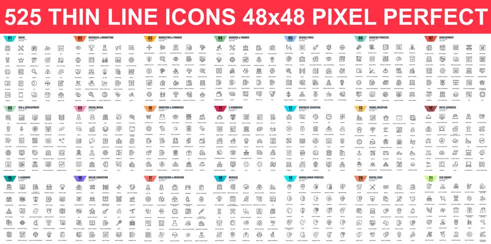 Simple set of vector thin line icons