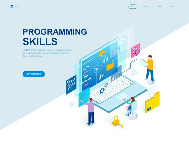 Modern flat design isometric concept of Programming Skills vector