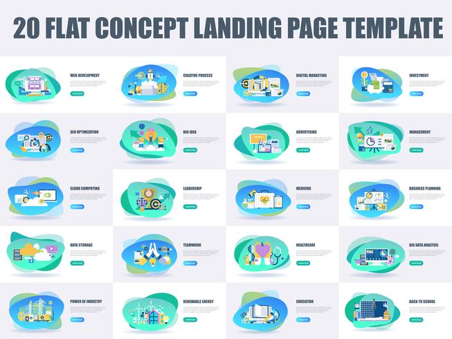 Set of flat line design Landing page templates vector