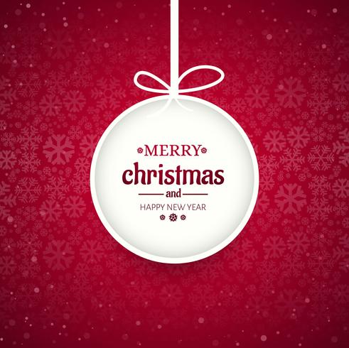 Merry christmas ball with snowflake background vector