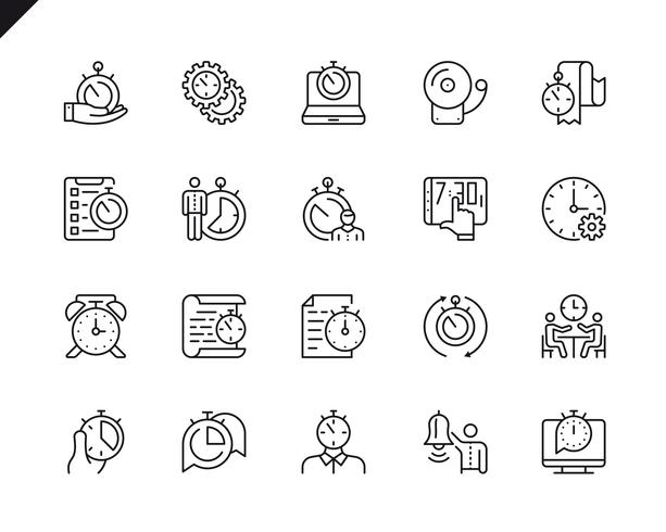 Simple Set of Time Management Related Vector Line Icons